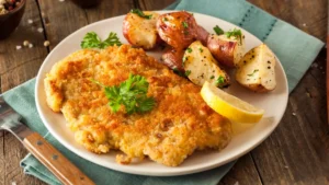 Milanesa argentina classique côtelette panée dorée, classée 3ème meilleure du monde par Taste Atlas, spécialité restaurant argentin Chez Gardel Toulouse